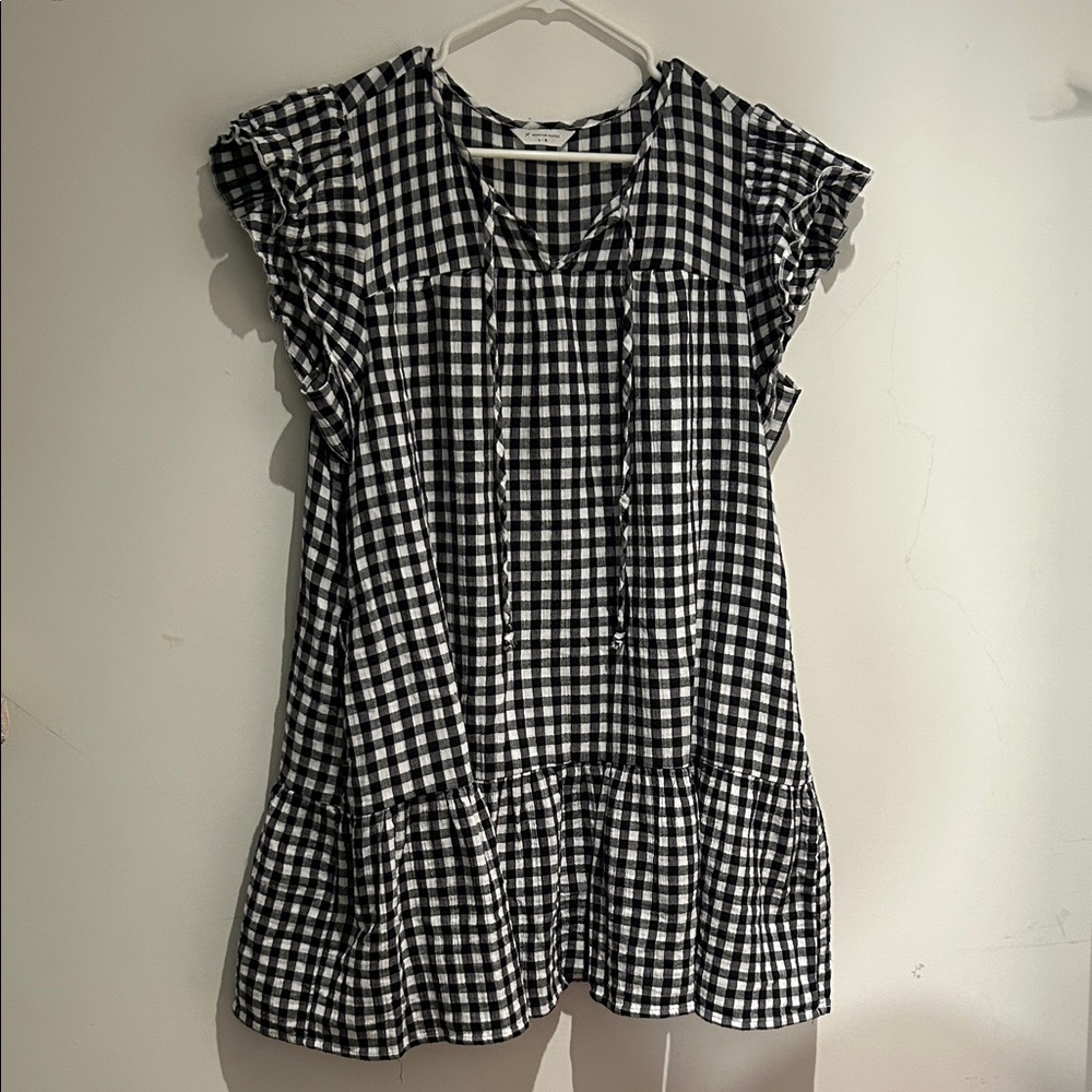 Denver Hayes Black and White Gingham Short Sleeve Dress